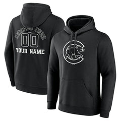 Chicago Cubs Monochrome Personalized Name & Number Pullover Hoodie - Black - MLB Discount