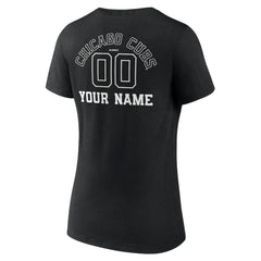 Chicago Cubs Women's Monochrome Personalized Name & Number V-Neck T-Shirt - Black - MLB on Sale