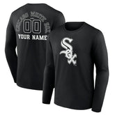 Chicago White Sox Monochrome Personalized Name & Number Long Sleeve T-Shirt - Black - MLB Discount