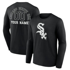Chicago White Sox Monochrome Personalized Name & Number Long Sleeve T-Shirt - Black - MLB Discount