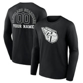 Cleveland Guardians Monochrome Personalized Name & Number Long Sleeve T-Shirt - Black - MLB Lifestyle