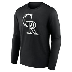 Colorado Rockies Monochrome Personalized Name & Number Long Sleeve T-Shirt - Black - MLB Sale
