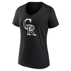 Colorado Rockies Women's Monochrome Personalized Name & Number V-Neck T-Shirt - Black - MLB Discount