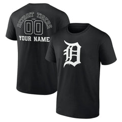 Detroit Tigers Monochrome Personalized Name & Number T-Shirt - Black - MLB Lifestyle