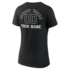 Detroit Tigers Women's Monochrome Personalized Name & Number V-Neck T-Shirt - Black - MLB Online