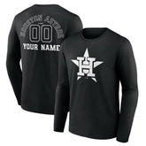 Houston Astros Monochrome Personalized Name & Number Long Sleeve T-Shirt - Black - MLB Sale
