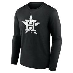 Houston Astros Monochrome Personalized Name & Number Long Sleeve T-Shirt - Black - MLB Sale