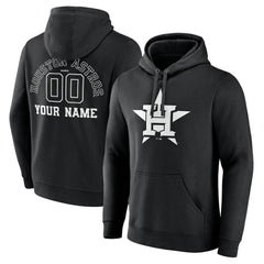 Houston Astros Monochrome Personalized Name & Number Pullover Hoodie - Black - MLB Discount