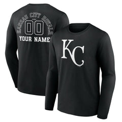 Kansas City Royals Monochrome Personalized Name & Number Long Sleeve T-Shirt - Black - MLB Online