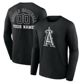 Los Angeles Angels Monochrome Personalized Name & Number Long Sleeve T-Shirt - Black - MLB Sale