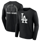 Los Angeles Dodgers Monochrome Personalized Name & Number Long Sleeve T-Shirt - Black - MLB Discount