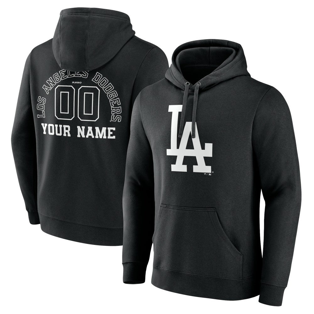 Los Angeles Dodgers Monochrome Personalized Name & Number Pullover Hoodie - Black - MLB Sale