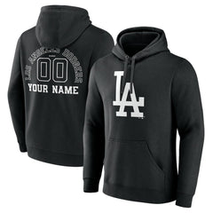 Los Angeles Dodgers Monochrome Personalized Name & Number Pullover Hoodie - Black - MLB Sale