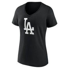 Los Angeles Dodgers Women's Monochrome Personalized Name & Number V-Neck T-Shirt - Black - MLB Sale