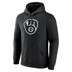 Milwaukee Brewers Monochrome Personalized Name & Number Pullover Hoodie - Black - MLB Discount