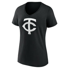 Minnesota Twins Women's Monochrome Personalized Name & Number V-Neck T-Shirt - Black - MLB on Sale