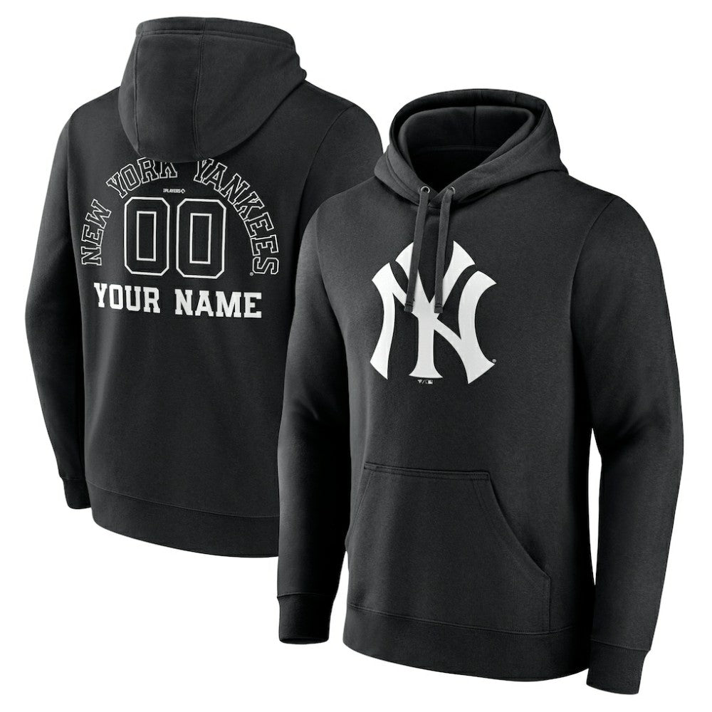 New York Yankees Monochrome Personalized Name & Number Pullover Hoodie - Black - MLB Online