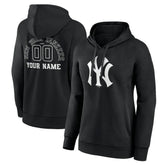 New York Yankees Women's Monochrome Personalized Name & Number Pullover Hoodie - Black - MLB Sale