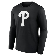 Philadelphia Phillies Monochrome Personalized Name & Number Long Sleeve T-Shirt - Black - MLB on Sale