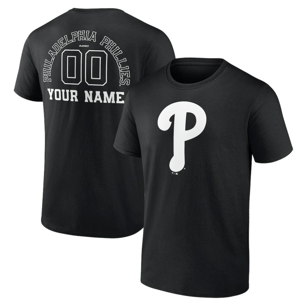 Philadelphia Phillies Monochrome Personalized Name & Number T-Shirt - Black - MLB Online