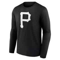 Pittsburgh Pirates Monochrome Personalized Name & Number Long Sleeve T-Shirt - Black - MLB Discount