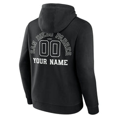 San Diego Padres Monochrome Personalized Name & Number Pullover Hoodie - Black - MLB Lifestyle