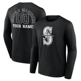Seattle Mariners Monochrome Personalized Name & Number Long Sleeve T-Shirt - Black - MLB Online