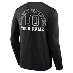 Seattle Mariners Monochrome Personalized Name & Number Long Sleeve T-Shirt - Black - MLB Online
