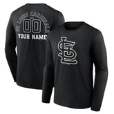 St. Louis Cardinals Monochrome Personalized Name & Number Long Sleeve T-Shirt - Black - MLB Lifestyle