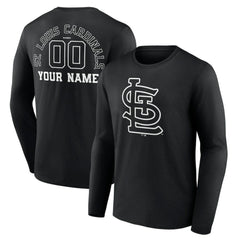St. Louis Cardinals Monochrome Personalized Name & Number Long Sleeve T-Shirt - Black - MLB Lifestyle