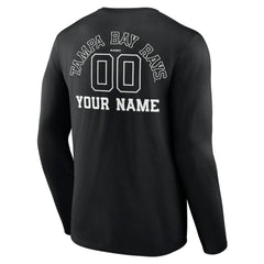 Tampa Bay Rays Monochrome Personalized Name & Number Long Sleeve T-Shirt - Black - MLB Lifestyle