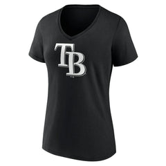 Tampa Bay Rays Women's Monochrome Personalized Name & Number V-Neck T-Shirt - Black - MLB Online