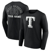 Texas Rangers Monochrome Personalized Name & Number Long Sleeve T-Shirt - Black - MLB Online