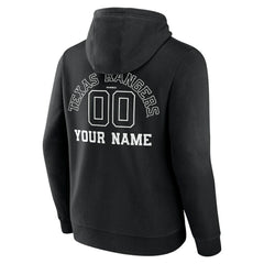 Texas Rangers Monochrome Personalized Name & Number Pullover Hoodie - Black - MLB Sale