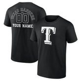 Texas Rangers Monochrome Personalized Name & Number T-Shirt - Black - MLB on Sale