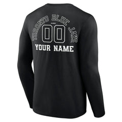 Toronto Blue Jays Monochrome Personalized Name & Number Long Sleeve T-Shirt - Black - MLB Sale