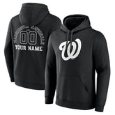 Washington Nationals Monochrome Personalized Name & Number Pullover Hoodie - Black - MLB Lifestyle