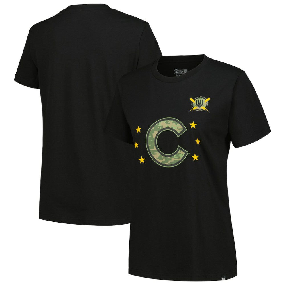 Chicago Cubs New Era Women's Armed Forces Day T-Shirt - Black - New Era Sale