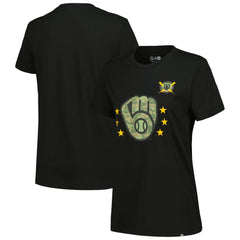 Milwaukee Brewers New Era Women's Armed Forces Day T-Shirt - Black - New Era Discount