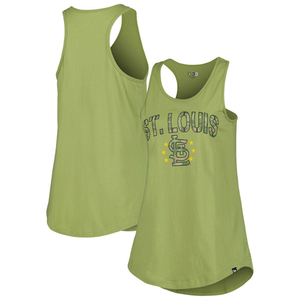 St. Louis Cardinals New Era Women's Armed Forces Day Tank Top - Olive - New Era Discount