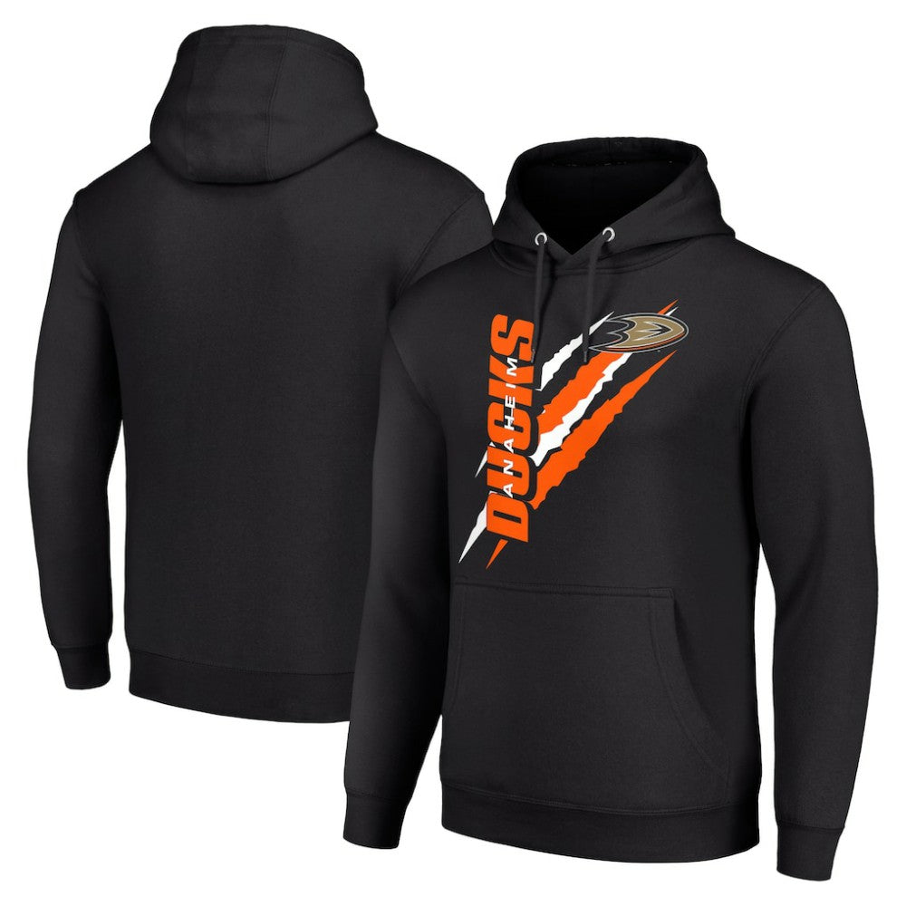 Anaheim Ducks Starter Color Scratch Fleece Pullover Hoodie - Black - NHL 201059183
