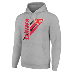 Calgary Flames Starter Color Scratch Fleece Pullover Hoodie - Heather Gray - NHL 201059202