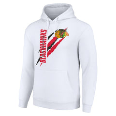 Chicago Blackhawks Starter Color Scratch Fleece Pullover Hoodie - White - NHL 201059217
