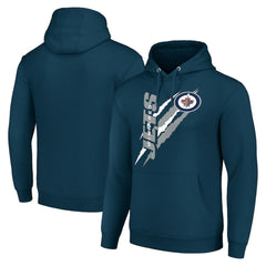 Winnipeg Jets Starter Color Scratch Fleece Pullover Hoodie - Blue - NHL 201059250