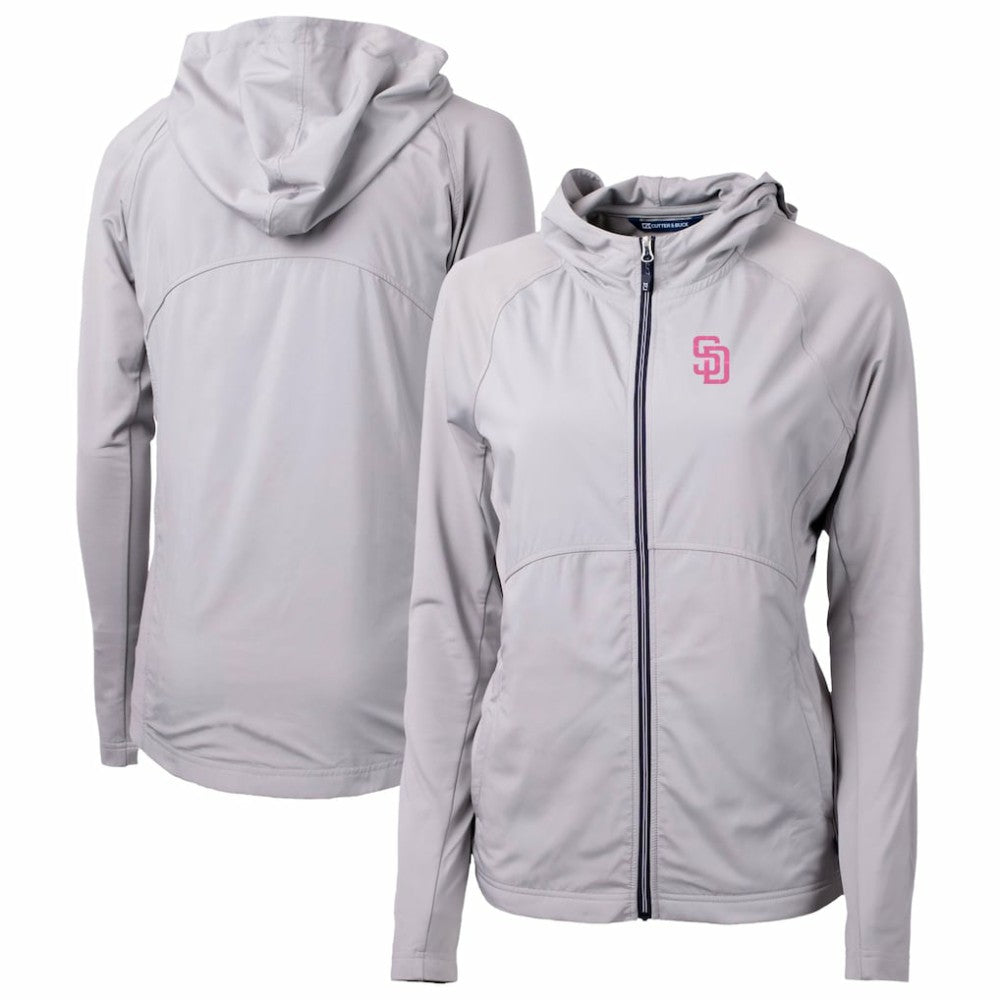 San Diego Padres Cutter & Buck Women's City Connect Adapt Eco Knit Hybrid Recycled Full-Zip Hoodie - Gray - MLB Sale