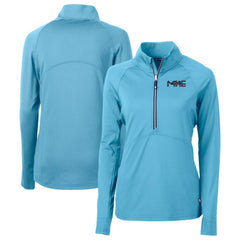Milwaukee Brewers Cutter & Buck Women's City Connect Adapt Eco Knit Recycled Half-Zip Pullover Top - Powder Blue - MLB Lifestyle