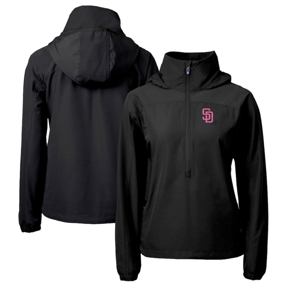 San Diego Padres Cutter & Buck Women's City Connect Charter Eco Recycled Half-Zip Anorak Jacket - Black - MLB Online