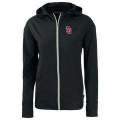San Diego Padres Cutter & Buck Women's City Connect Daybreak Eco Recycled Full-Zip Hoodie - Black - MLB Discount