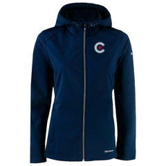 Chicago Cubs Cutter & Buck Women's City Connect Evoke Eco Softshell Recycled Full-Zip Hoodie Jacket - Navy - MLB Discount