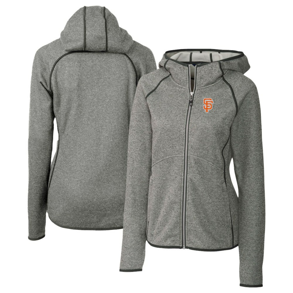 San Francisco Giants Cutter & Buck Women's City Connect Mainsail Full-Zip Hooded Jacket - Heather Gray - MLB Lifestyle